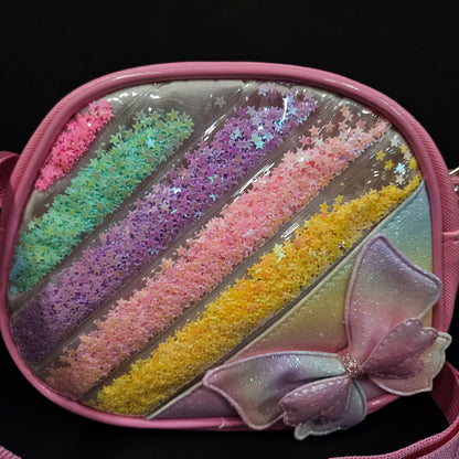 Cute Purse sling bag for Girls Kids, Rainbow Glitter Sequin Crossbody Bag for Toddlers