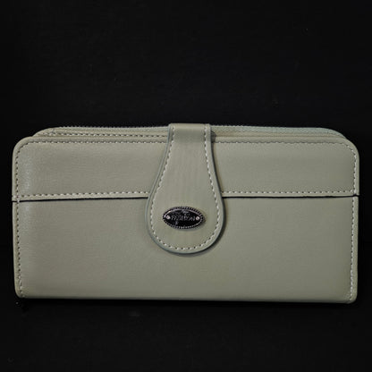 Leather Thin Slim Wallets for Women with magnetic Button & Zipper
