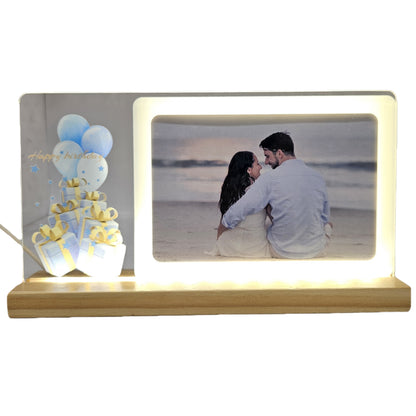 Acrylic photo frame with led night lamp,with personalized photo frame perfect for home decor & Gifting purpose