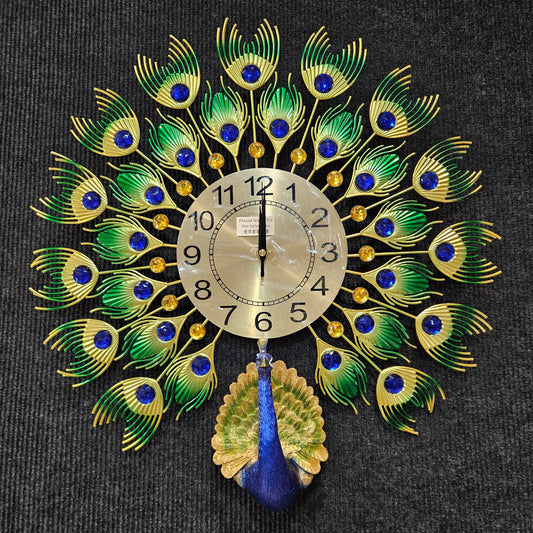Metal Peacock Decorative Luxury Clock for Farmhouse & houses peacock Theme Analog Wall Clock