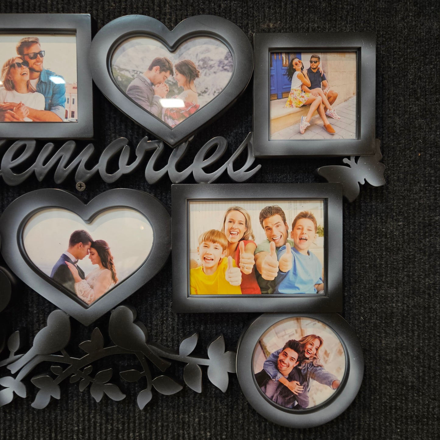Designer Artistic Family Photo Frame and Collage Photo Frame with flower designer Wall Clock for Home Decoration