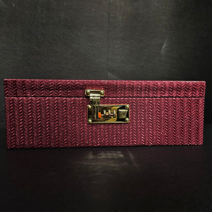 Rectangular maroon colour Wooden Bangle Box 4 Rods & hard Material glitter Desiger Bangle Box with smart locking System box for women's