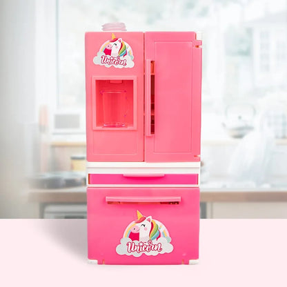 Double Door Plastic Miniature Role Play Refrigerator with Working Water Dispenser