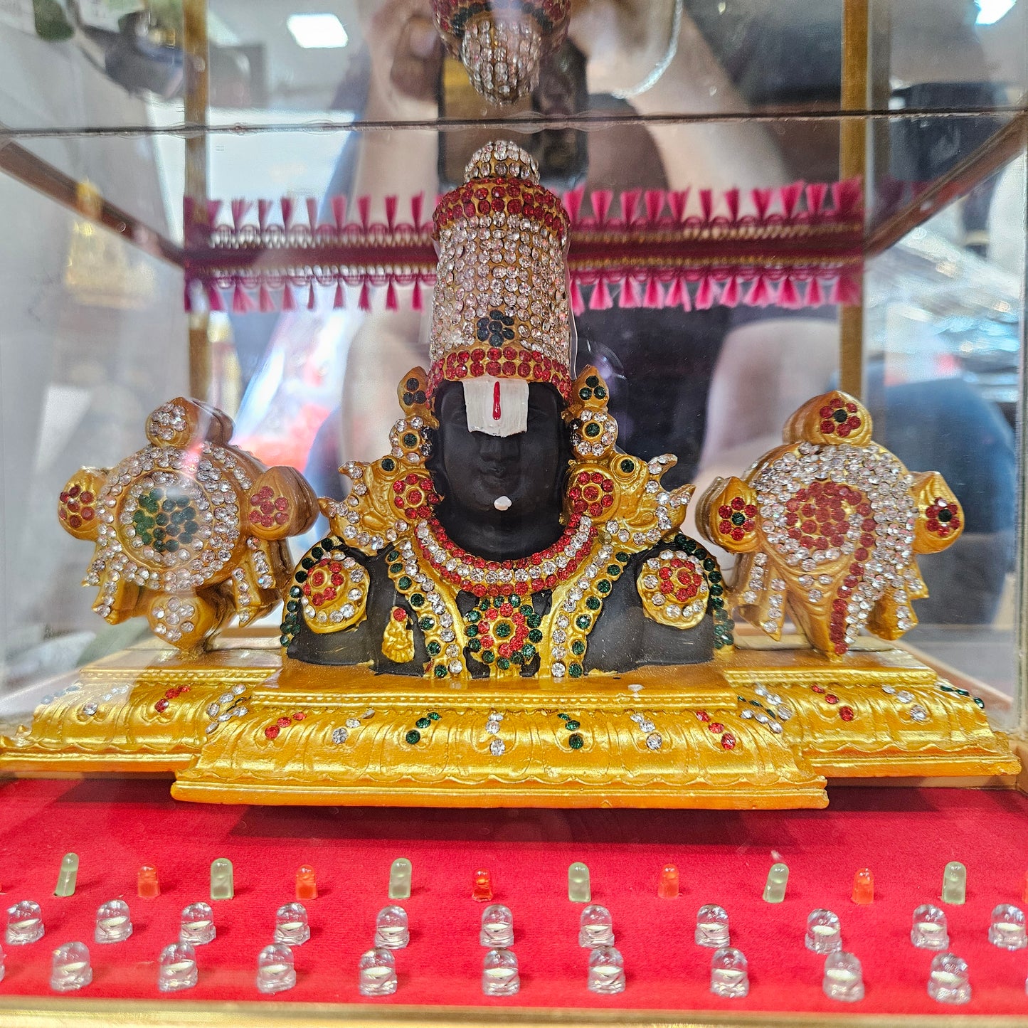 Lord Balaji decorated with attractive stones,slokam & multi colour lighting Cabin idol perfect for Marriage gifting,house warming