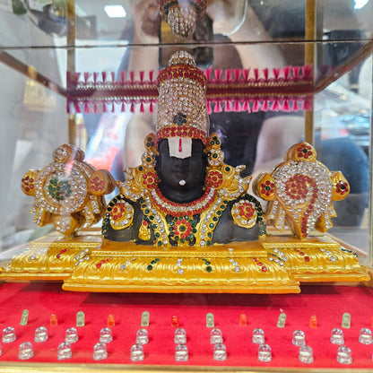 Lord Balaji decorated with attractive stones,slokam & multi colour lighting Cabin idol perfect for Marriage gifting,house warming
