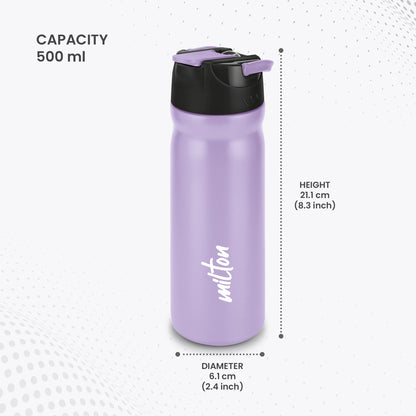 Milton umisteel Max 600 Insulated Inner Stainless Steel Water Bottle with Spout Lid, 1 Piece,500 ml,Easy Grip | Leak Proof | Hot or Cold | School | Travel Bottle