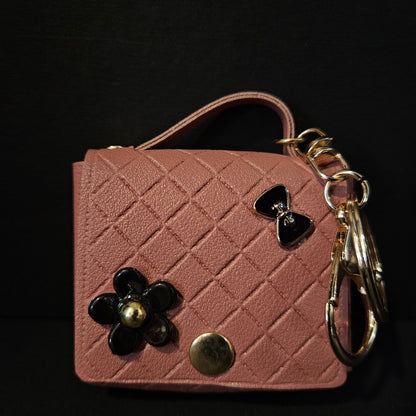 Keychain Mini Faux Leather Coin Purse Keychain Storage Bag Headphone Bag Keychain Bag
