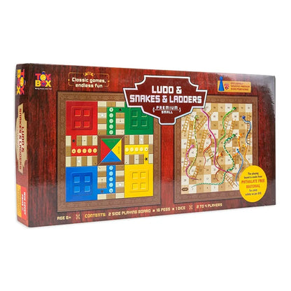 Ludo and Snakes & Ladders Premium | Multiplayer 2 in 1 Board Game for Nonstop Fun (Small)