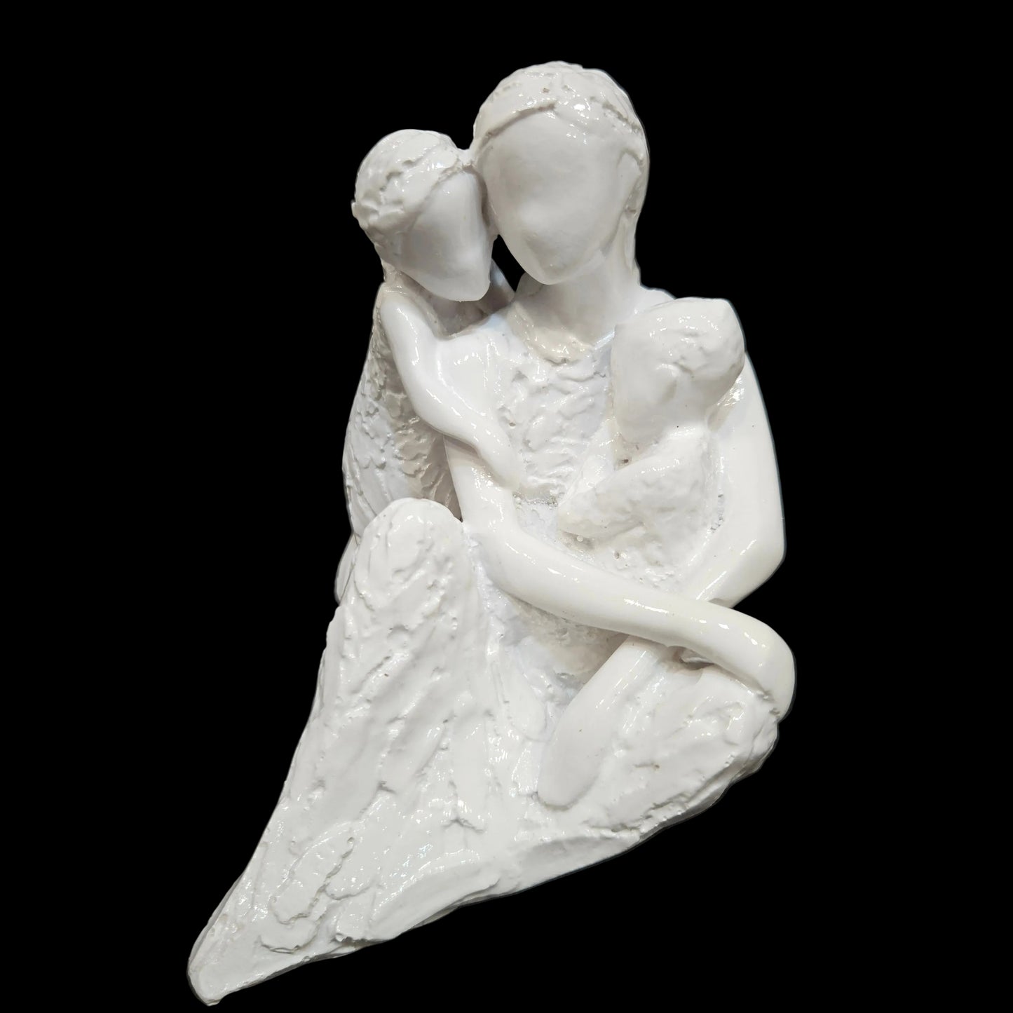 Happy Family of Mother, Daughter Backhugging, and Boy on Lap Human Figurine Showpiece for Home Decor Living Room | Showpiece for Gift for Mom | Birthday Gift for Mother