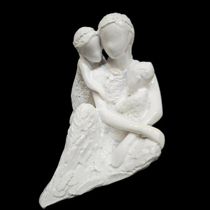 Happy Family of Mother, Daughter Backhugging, and Boy on Lap Human Figurine Showpiece for Home Decor Living Room | Showpiece for Gift for Mom | Birthday Gift for Mother