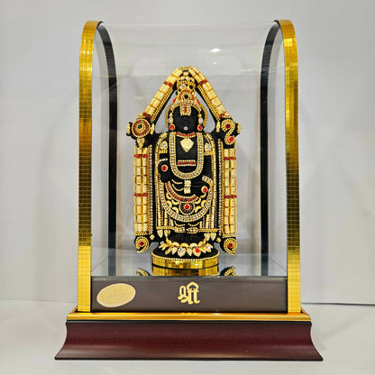 Imported 24carat Gold Plated Cabin Idol with stones Decorated of Lord Balaji for Puja Room Or Home Decor