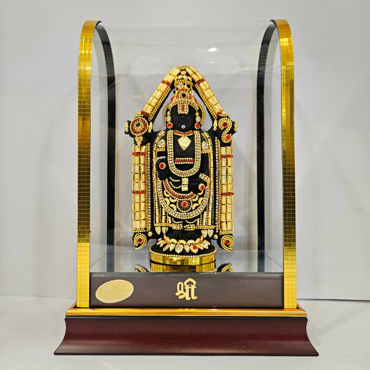Imported 24carat Gold Plated Cabin Idol with stones Decorated of Lord Balaji for Puja Room Or Home Decor