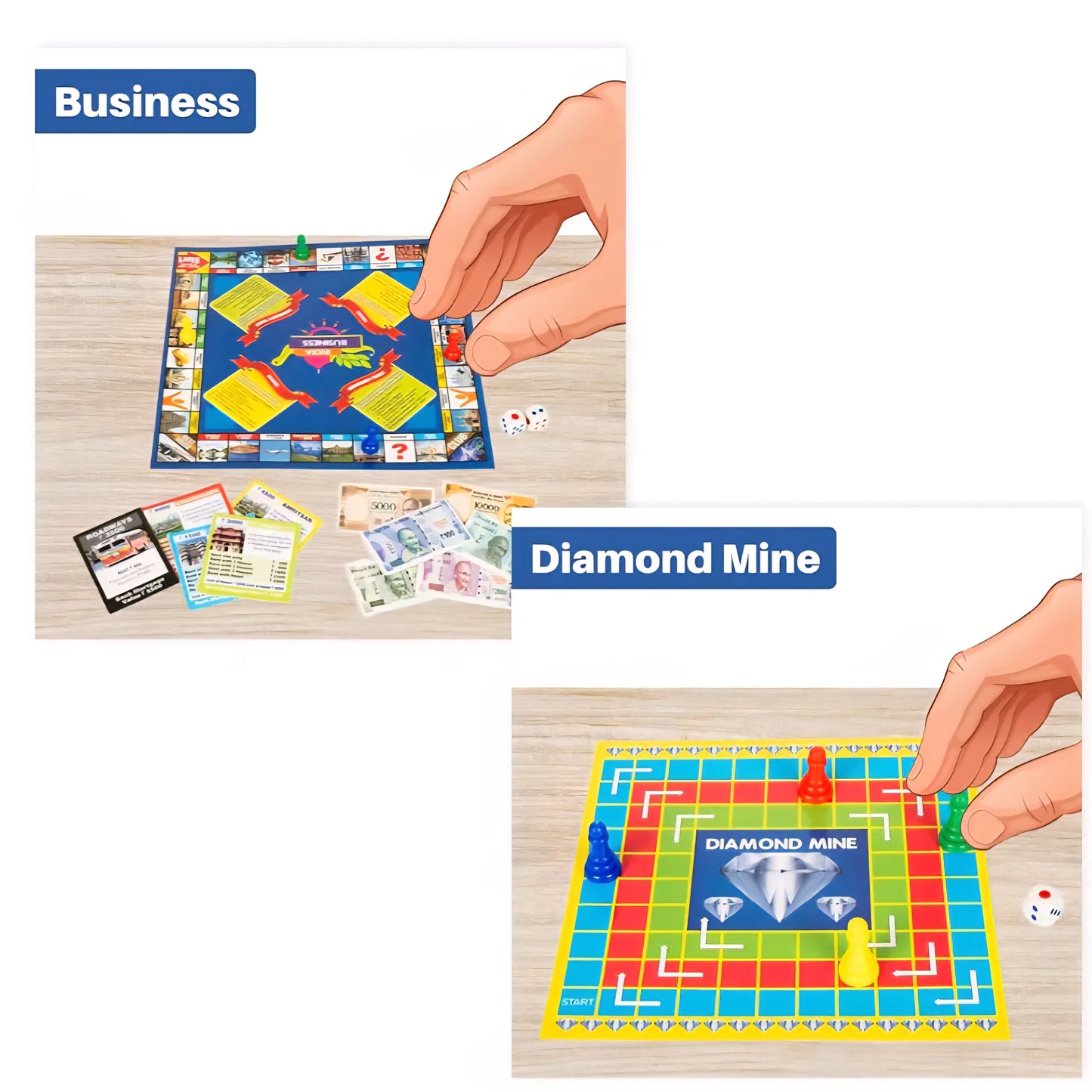 Ratna's 7 in 1 Family Board Game,Brainvita,Ludo,Snakes & Ladders,Business,Car Rally,Diamond Mine,Cricket