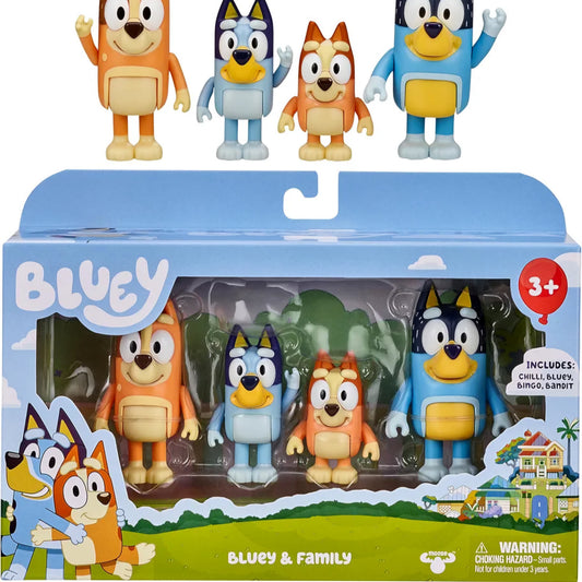 Set of Bluey toy figures with packaging