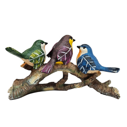 Resin 3 Birds on branch Decor, Natural Eco-Friendly Resin Bird Figurine Decor Lawn Garden Courtyard Ornaments for Indoor or Outdoor