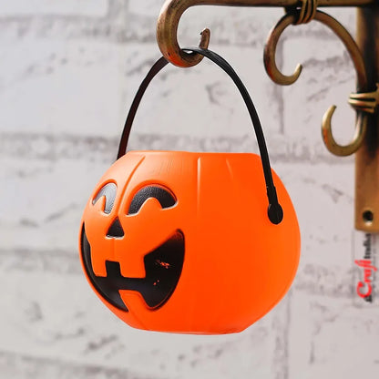 Orange Pumpkin Basket for Halloween Plastic Jack O Lantern Bucket  Halloween Candy Bucket & Decoration
