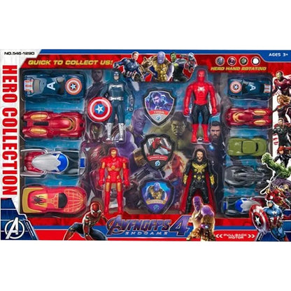 Action Hero Cars Set – 14 Metal Pieces with Superhero Figures, Realistic Design, Fun Toy and Collectible Hobby for Kids and Adults