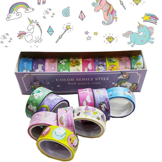 Roller 10 Unicorn Tape Multi Designed Tape for Girls Tape for Kids Stylish Tape Wrapping Paper Tapes for Crafts Holiday Cards Decorations for kids return gifting