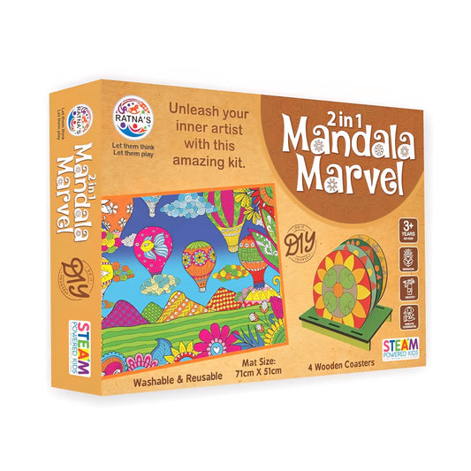 2in1 Mandala Marvel Coloring Coasters & Canvas Mat Washable & Reusable Creative Coloring Fun for Kids & Adults