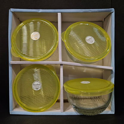 Linex 4 pcs galss serving bowl set with lid for Return gifting