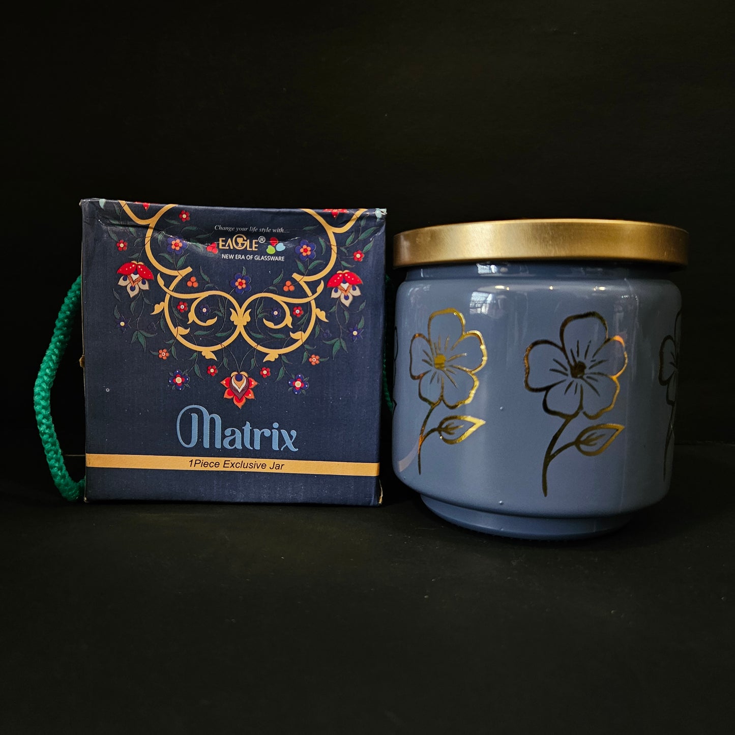 Eagle Matrix Exclusive jar with floweral design with Airtight Lid Storage jar