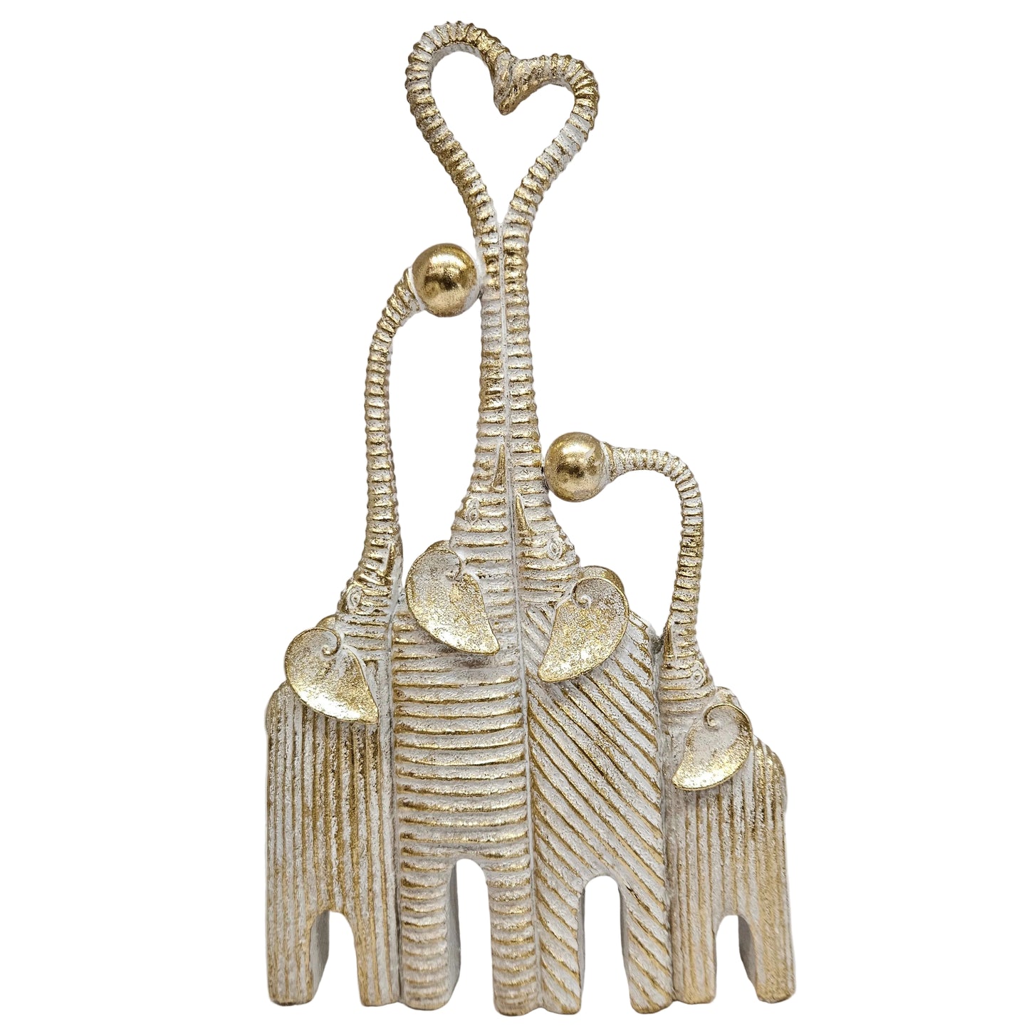 Elephants Hearts Polyresin gold Showpiece Figurine