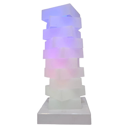 Square touch sensor Table lamp in a unique, stacked white block design