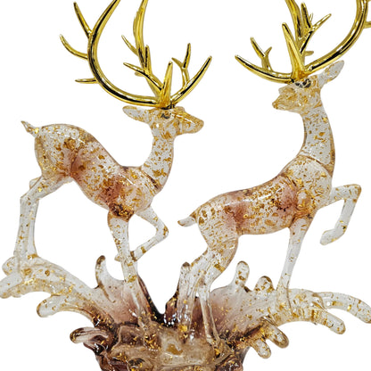 Clear resin and gold foil deer statue a sophisticated desktop centerpiece Figurine