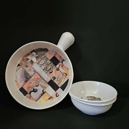 Kanch creative 3 piece set snack pack having two bowls & serving pan for Returning purpose
