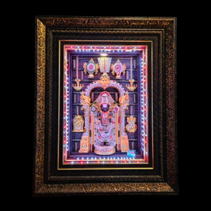 Lord Balaji Photo Frame with multi colour lighting & USB connection slot for Marriage gifting,house warming