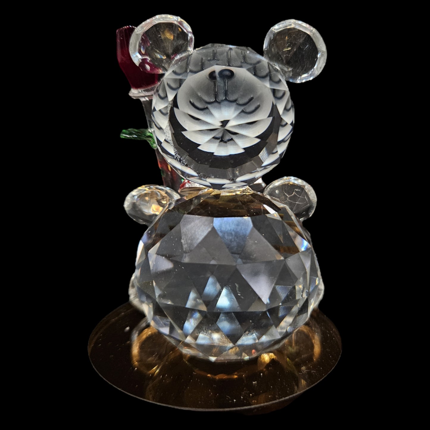 Valentine Special Clear Crystal Teddy Holding Red Rose Showpiece Gift for Birthday, Anniversary, Girlfriend and Boyfriend