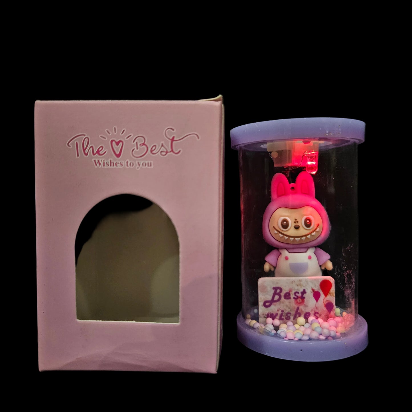 Labubu best wishes lighting in a glass capsule perfect for couple gifting