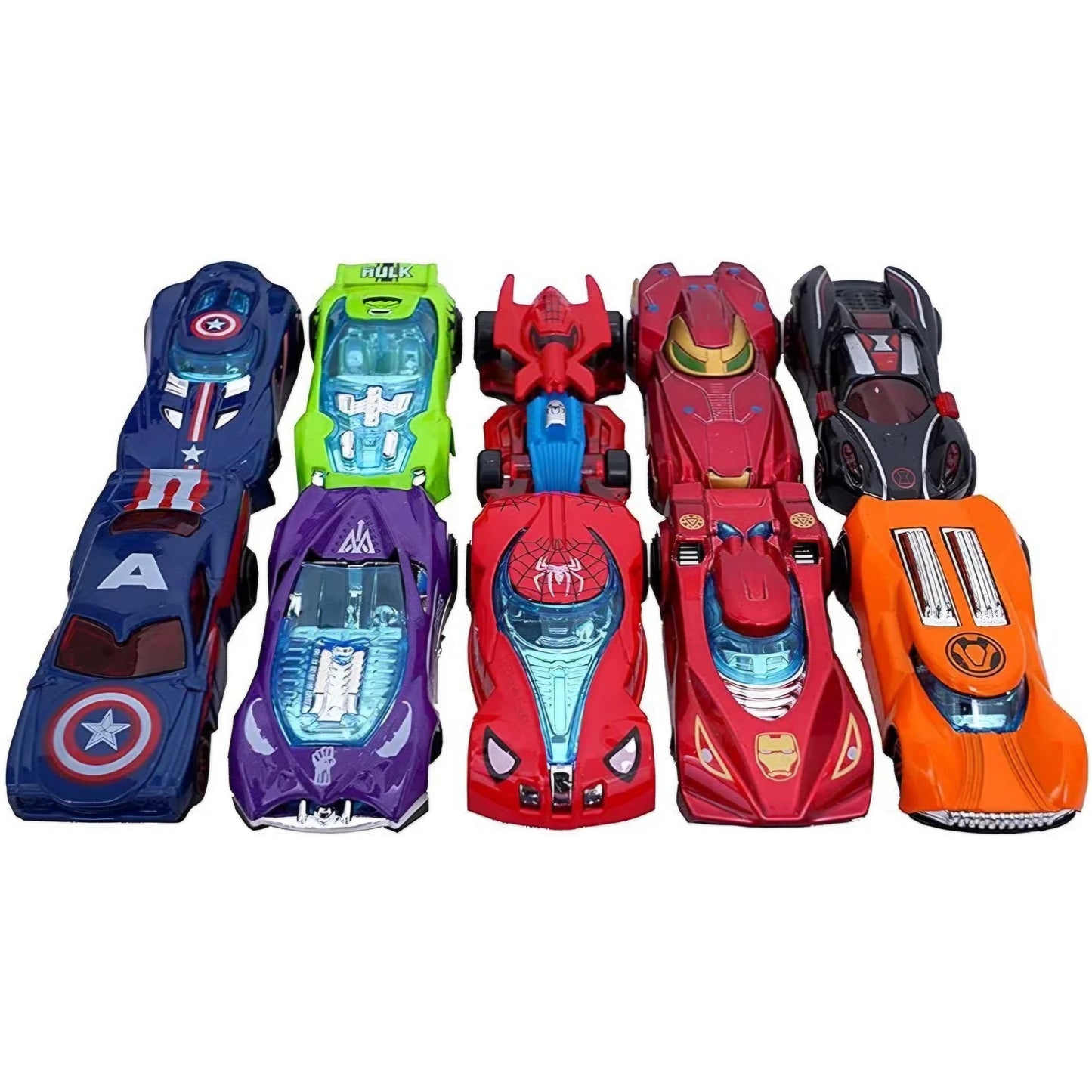 Avengers Metal Die Cast Character Car Push and Go Mini Cars for Kids Pack of 10