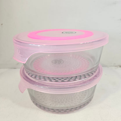Home Glanze 2 piece set glass storage container with Lid bowl for groceries & Dry Fruits Storage purpose