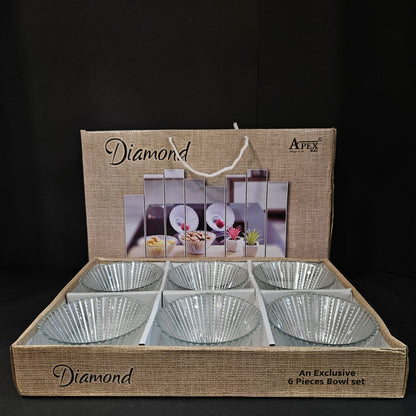 Apex diamond 6 pieces glass bowl set perfect for Return gift