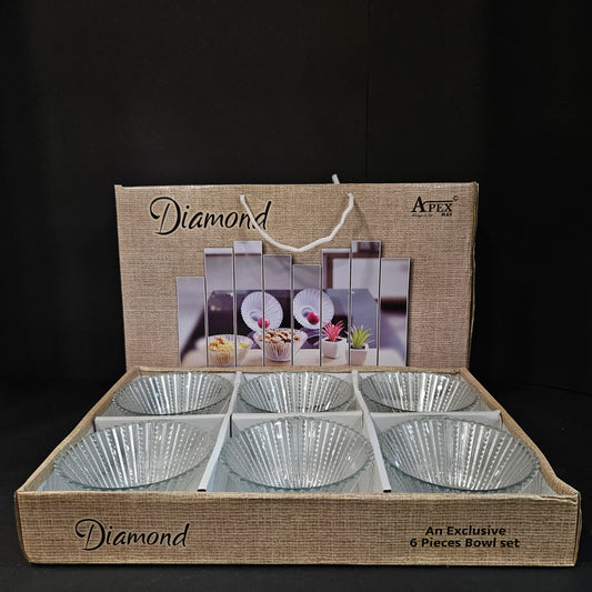 Apex diamond 6 pieces glass bowl set perfect for Return gift