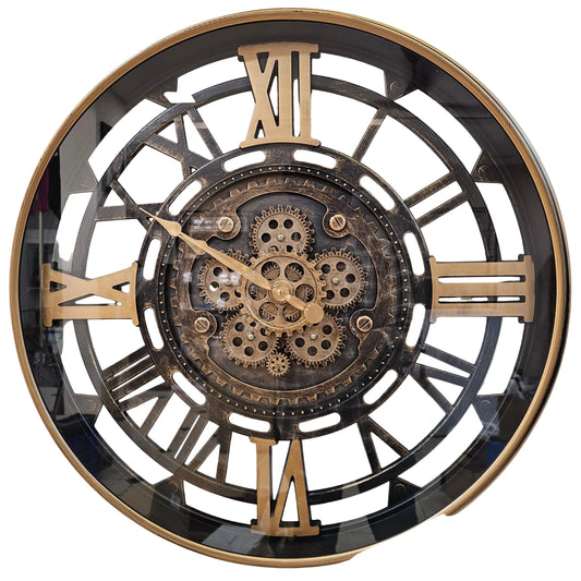 Large Decorative Wall Clock - Oversized 3D Steampunk Roman Numeral Wall Clock, Vintage Industrial Steampunk Large Big Wall Clock for Living Room