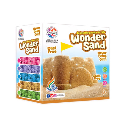 RATNA'S Wonder Sand 500g Smooth Sand for Kids with One Big Mould (Without Tray) Non-Sticky, Easy-to-Shape Sand for Creative Play