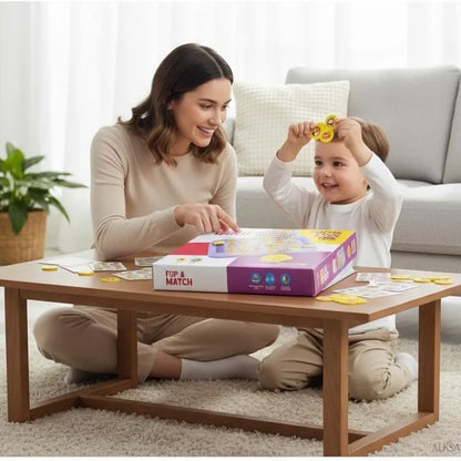 Flip & Match Game, Memory & Matching Board Game for Kids, Educational STEM Toy, Interactive Family Game, Brain Development, Ages 3+