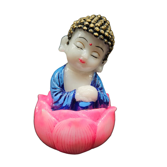 Cute Buddha Monk in lotus flower Showpiece Figurine for Home Decor