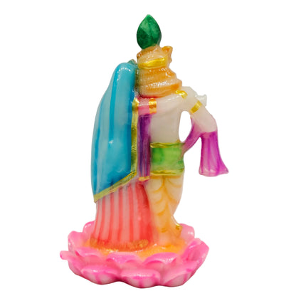 Handmade Marble Dust Radha Krishna Murti – Divine Miniature Statue for Home, Office & Car Dashboard