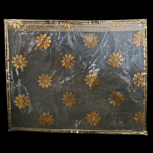 Classy gold finish & Flowers Designer Transparent Zipper Saree storage bag