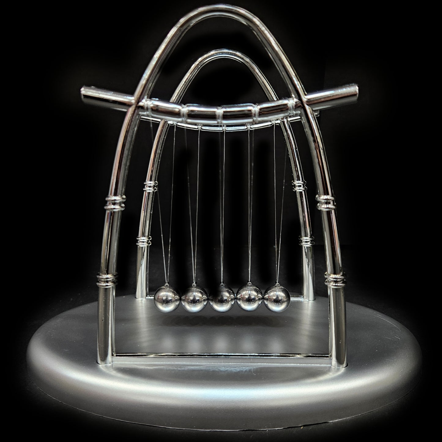 Toyverse Office Table Decor - Newton Cradle Pendulum | Swing Ball Motion Desk Toy -5 Metal Collision Balls
