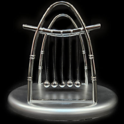 Toyverse Office Table Decor - Newton Cradle Pendulum | Swing Ball Motion Desk Toy -5 Metal Collision Balls
