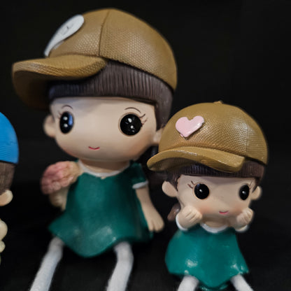 Cartoon Resin Outseam 4pieces set family Hanging Feet Doll Home Wall Decoration