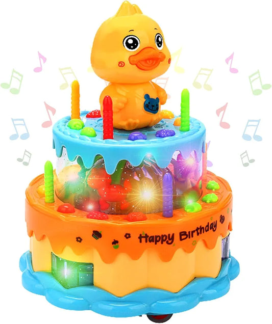Funny cake Rotating light and music wonderful birthday song make a wish in front of the candle