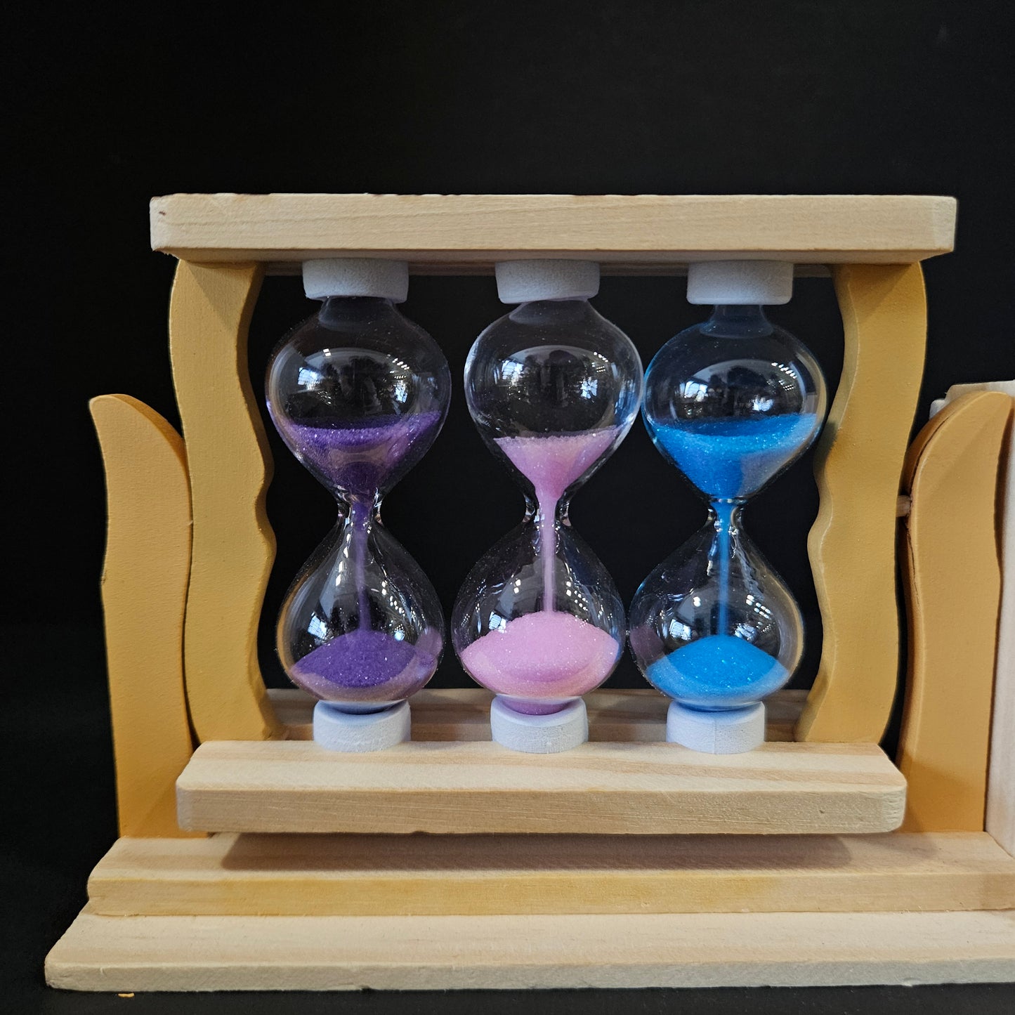 Handicraft Wooden penstand with sand Timers Pen Stand/Pencil Stand for Office & table decor