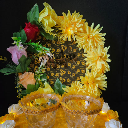 Floweral Decorated Haldi Ring Platter Decorative Ring Plate and Tray for Ceremony