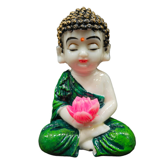 Handcrafted Resine Little Laughing Buddha Monk Sculpture | Showpiece for Home Decor and Office