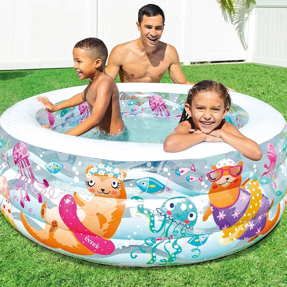 Intex wet set Aqua theme medium size Round Pool for Kids above 6years Bath Kiddie Pool for Summer Play Pool